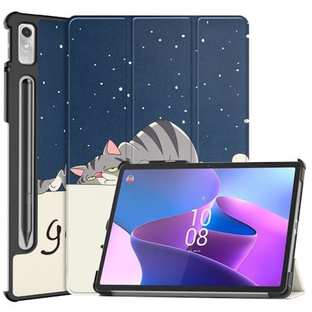 Lenovo Tab P11 Pro (2:a generationen) läderfodral med trefaldigt mönster - Katt