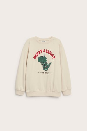 Kappahl | Sweatshirt med julmotiv | Ljusbeige
