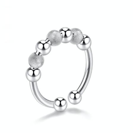 Anti-stressring Med 7 Roterbara Pärlor Koppar Silver