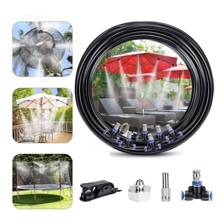 Patio Misting System, Udendørs Dryp Vandingssæt Patio Misting Micro Flow Dryp Kit til Gazebo Have (10M)