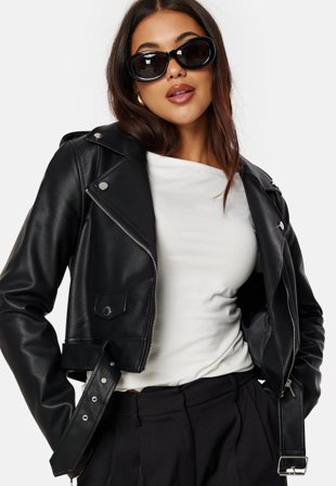 Chiara Forthi - Allegra Biker Jacket - Black - Kläder - - Bubbleroom Skinnjacka