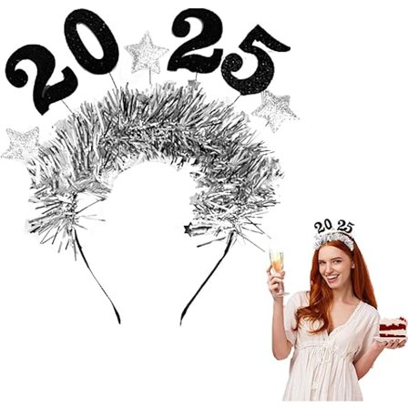 2025 Gott Nytt År Hårband, Nyårsafton Dekorationer 2025 Diadem Stjärna Hårband, Nyårsafton Party Foto Rekvisita 2025 Nyår