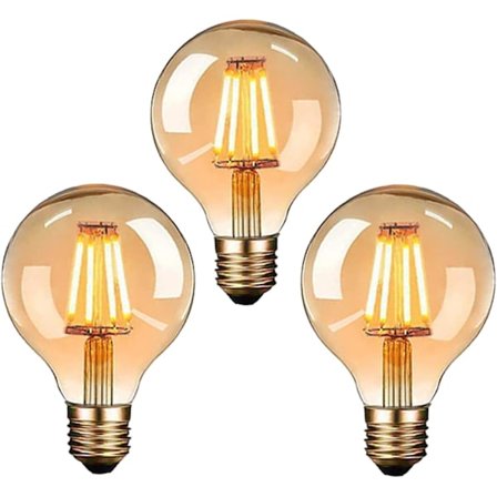 Vintage Edison LED-pære, E27 Skrupære 6W (Tilsvarende 60W) G80 Glob Dekorativ Pærer Varmhvit 2700K - 3-pakning