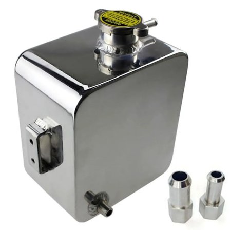 2L Liter Polert Legering Header Ekspansjons Vanntank & Hette VANNTANK Kjølevæske Overløpstank Reservoar Kit