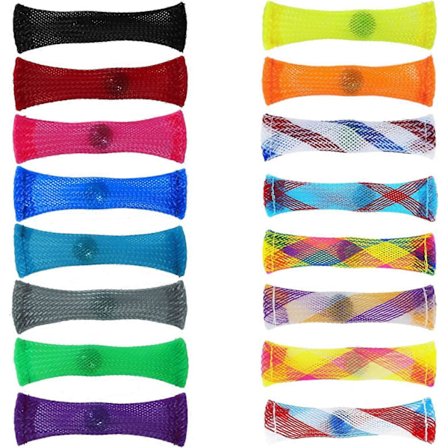 16 st Stickade Nät Rör med Marmor Leksaker, Sensoriska Leksaker, Fingertopps Nät Leksaker, Ångestdämpande, Anti-Stress Leksaker