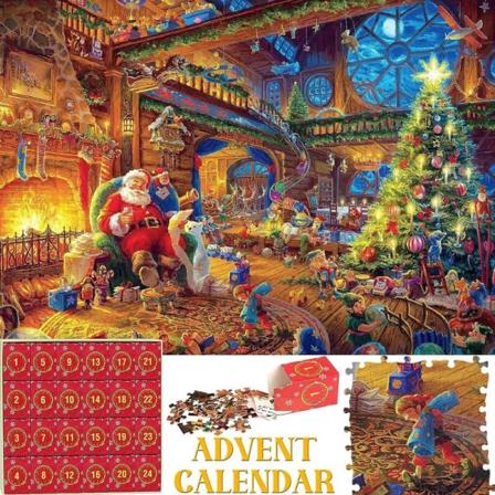 2024 Pussel adventskalender, 1008 pusselbitar 24 dagars julnedräkning adventskalendrar, julklappsidé för barn