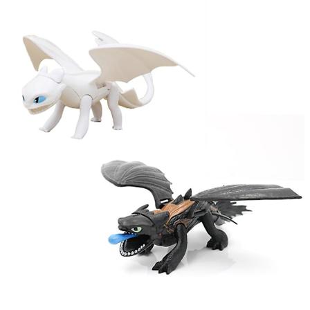 Train Dragon 3 Hidden World Tannløs Nattdukke Pvc Svart Hvit Drage Actionfigur Modell Leke Gutt Leke Gave White