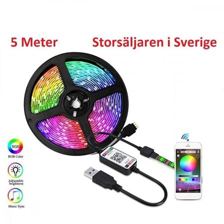 Flexibel 5m RGB LED-list / Ljusslinga / LED-Strip Bluetooth APP
