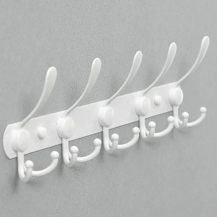 NA/Vægmonteret Knagerække - Knager med Dobbeltrettet Kulstofstål, Solide Badeværelsesknager, hvid 40cm (5 Knager)