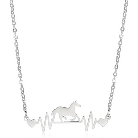 Söt Häst och Hjärta Hänge Halsband Hästälskare Charm Halsband