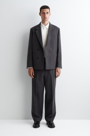 COS Homme Pantalon Droit En Laine Mélangée in Marron