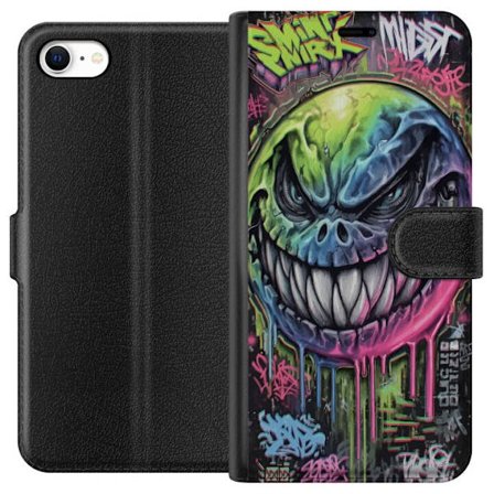 Kompatibel Tegnebogsetui til Apple iPhone 6 Farverig graffiti illustration af en ondskabsfuldt smilende monsteransigt med dryppende neonfarver