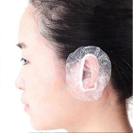 100 STK Ørebeskyttelseshætter Engangs Gennemsigtige Bruseørebetræk Engangs Plastik Brusehætte Stor Elastisk Gennemsigtig Badehat Til Spa Hjemmebrug 