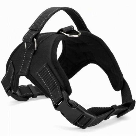 Liten och medelstor hundsele - Storlek M - Svart - Justerbar, vadderad, mjuk, med handtag