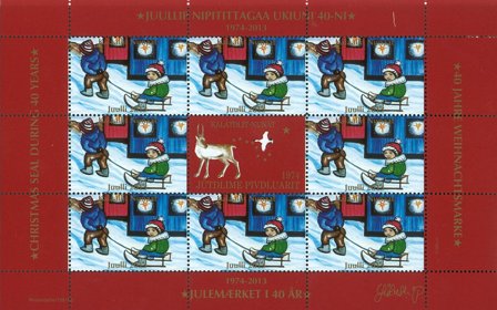 Grønland - julmärke miniark 2013 - Takket - Ufoldet
