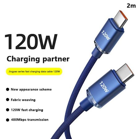 120W USB C till typ C-kabel för IPhone 15 Pro Max 13 Oneplus PO