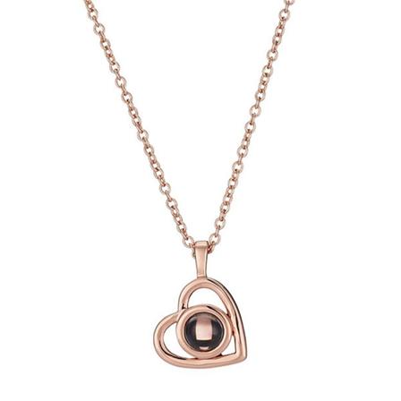 Personligt hjärtfotohalsband Elegant nyckelbenskedja i metall för kvinnor rose gold