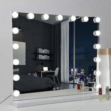 70 x 55 cm Hollywood-meikkipeili 3 värillisellä valolla ja 14 himmennettävällä LED-lampulla, suuri meikkikosmetiikkapeili
