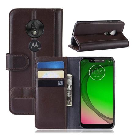 Motorola Moto G7 Play split nahkainen suojakotelo - Ruskea Brown