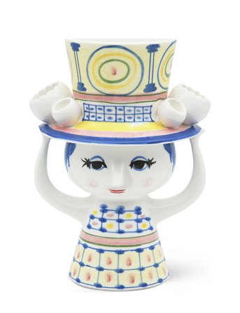 Bjørn Wiinblad Lady With Hat Vas H20.5 Cm Blå - Blue - 20.5 cm