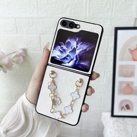 Bling Glitter Fodral Kompatibel Med Samsung Galaxy Z Flip 5, Pu Läderfodral Med Armband Armband Kedja