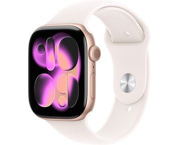 Apple-Watch Series 11 GPS + Cellular 46mm Rose Gold Aluminium Case with Light Blush Sport Band - S/M-Apple Watch Series 11 GPS + Cellular – 46mm S/M-