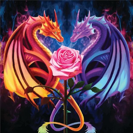 5D diamantmålning set, två drakar diamantmålning set, DIY full diamantkonst diamantkonst diamantkonst 12 x 12 tum