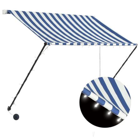 Vidaxl Markis Med Led 200x150 Cm Blå Och Vit Blå