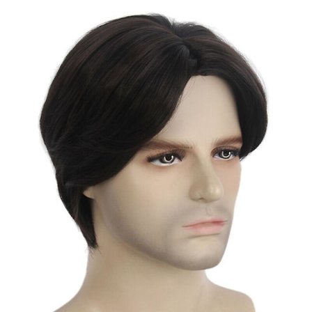 Mænd Brun Kort Lige Paryk Fuld Hår Paryk Fest