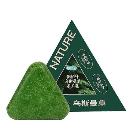 Nature Triangle Shampoo Bar, Nature Seven Green Soap Shampoo, Naturlig Usman Græs Shampoo Bar, Styrker Håret for Hårvækst