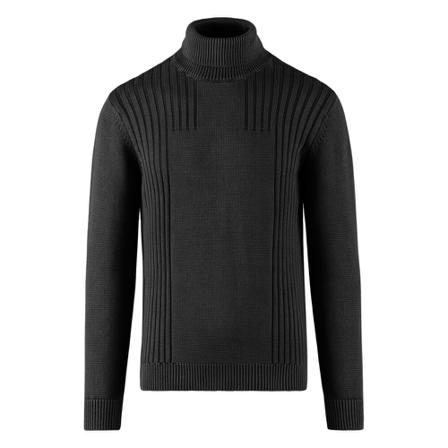 BomBoogie, Ribbed Pattern Cotton Turtleneck Czarny, Mężczyzna, Rozmiar: 2XL