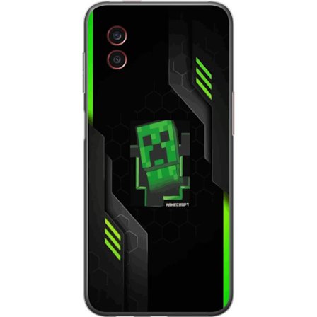 Kompatibelt Mobildeksel til Samsung Samsung Galaxy Xcover6 Pro Grønn pikselbasert creeper-lignende spillillustrasjon med futuristiske neoninnslag og