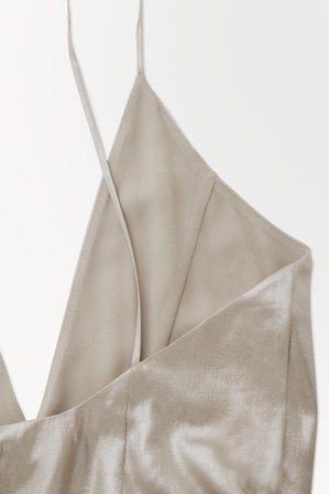 COS Femme La Robe Nuisette Évasée Métallisée in Argenté