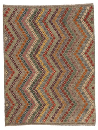 Kelim Afghan Old Style Matta 188X243 Brun/Svart Ull, Afghanistan
