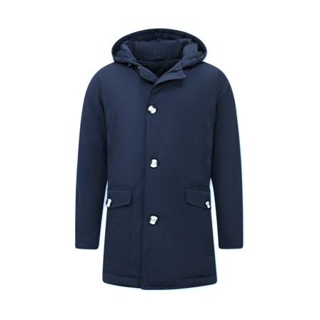 Enos Winterjas Heren Parka met Capuchon - 7101 - Blauw blå, Herr Vinterjackor, Herr, Storlek: M