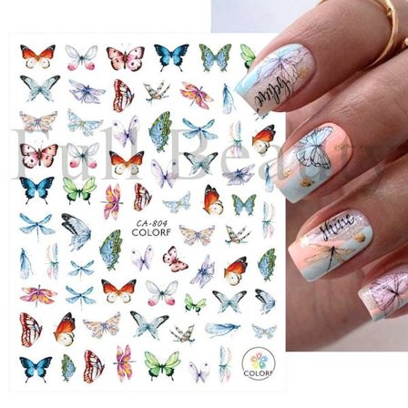 3 st Ros Nageldekaler Blomma 3D