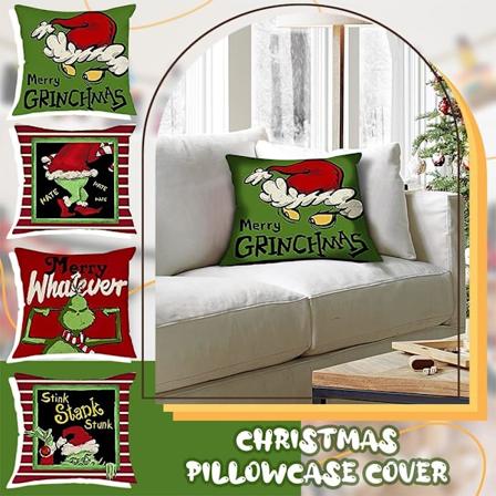 Juleputetrekk 4 stk, juledekorasjoner putetrekk, 18x18 tommer The Grinch Stripe putetrekk, 45x45 cm vinterjul