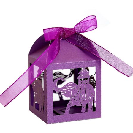 50 stk. Elefant Slikæsker Bryllupsfest Gaveæske med Bånd Chokolade Gaveæske til Baby Bridal Shower Fødselsdag