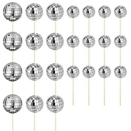 24 st Discokula Cupcake Toppers Grattis på födelsedagen Tårtdekoration Discokula Tårtdekorationer Tema Tårtdekoration för Disco Temafest