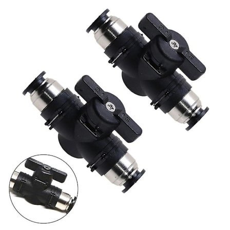 8mm Pneumatisk Push-Joint Connector Buc Håndventil Switch Luftledningsslange Fittings (sort) (2 stk)