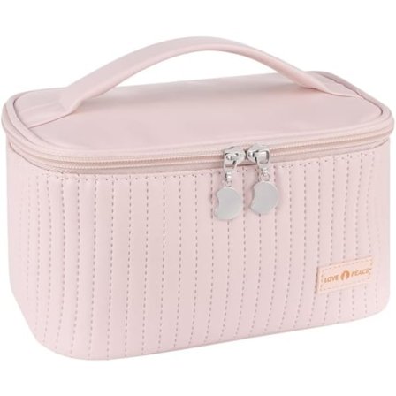 Rosa sminkepung, stor kosmetikkveske, bærbar organizer, vanntett