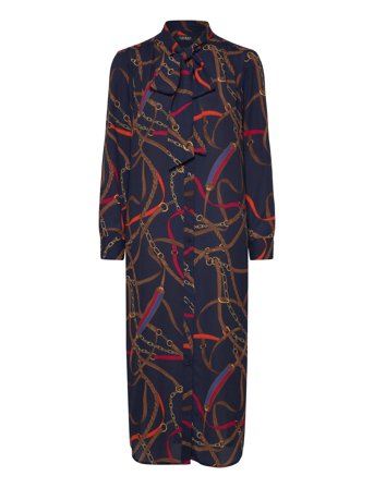 Lauren Ralph Lauren Print Georgette Tie-Neck Shirtdress - Navy - 32