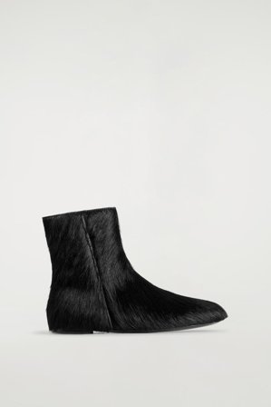 COS Women's Pony Hair Effect Leather Sock Boots in Black
