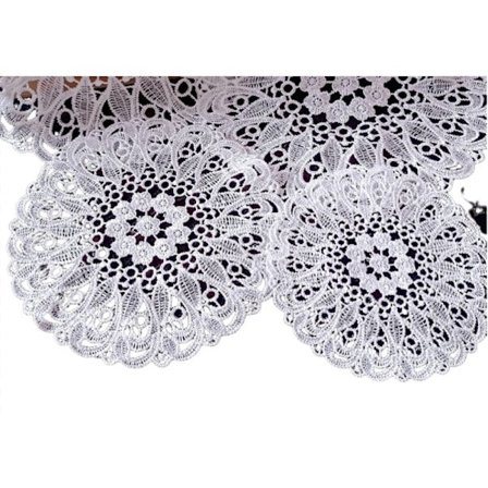 Tvättbara och återanvändbara dukar, värmebeständiga handgjorda spetsunderlägg med virkade dukmönster, DIY design vintage bomullsdukar för bordsskivan