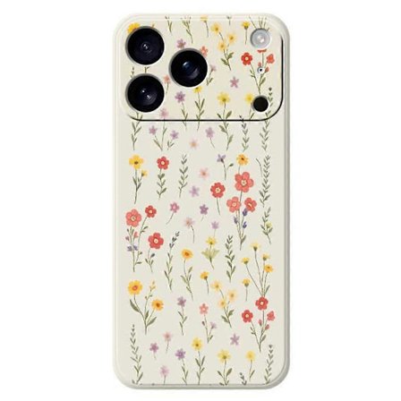 Lämplig för iPhone 17 Pro Max Mobiltelefonfodral Blommönstertryck Rak Kant TPU Mobiltelefon Baksida - B
