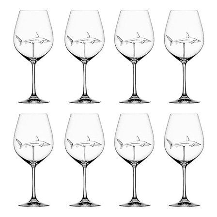 Rödvinsglas med haj inuti Bägare Glas klart glas Hem Bar Party