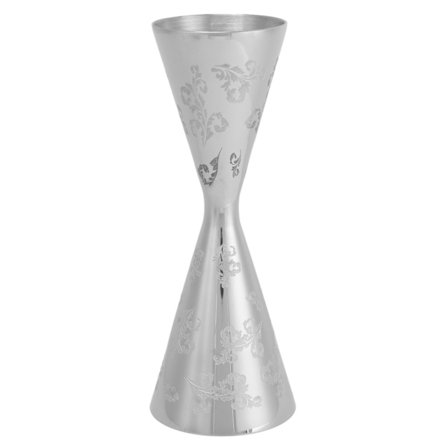 Ruostumattomasta teräksestä valmistettu kaksipäinen cocktailmitta 60ml 90ml Bar Leaves Stripe