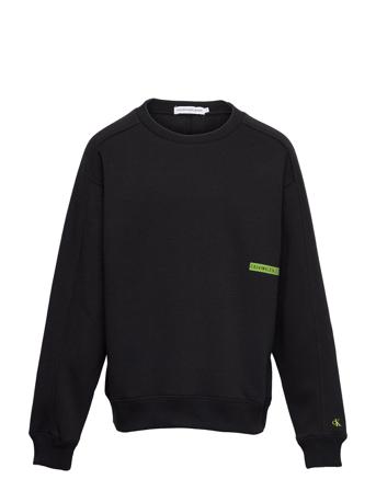 Micro Flock Logo Rlxd Sweatshirt Sweatshirt Trøje Sort Calvin Klein