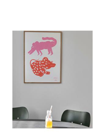 Two Creatures, Pink / Red - 50X70 Home Kids Decor Posters & Frames Posters Abstract Posters Multi/mønstret MADO*Betinget Tilbud