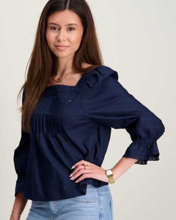 Tommy Hilfiger BRODERIE ANGLAISE BLOUSE Blauw Tops/blouses Meisjes - Kids Brand Store